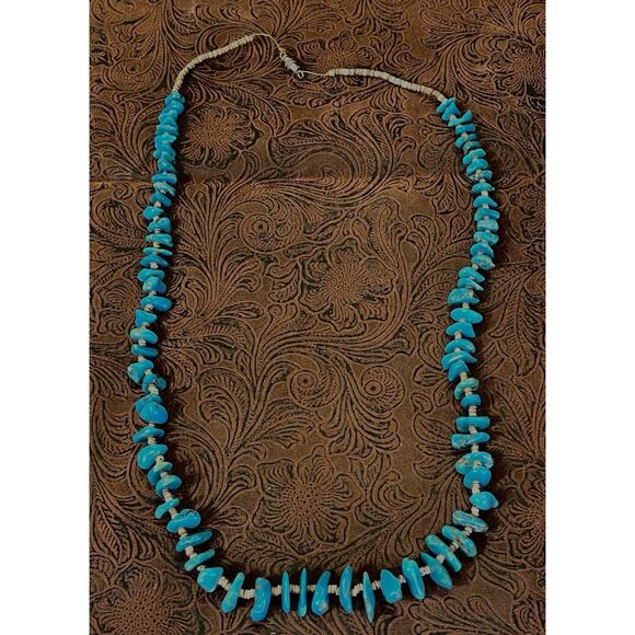 Vintage Native American Navajo Graduated Turquoise and Heishi Bead Necklace 24” - Picture 12 of 15